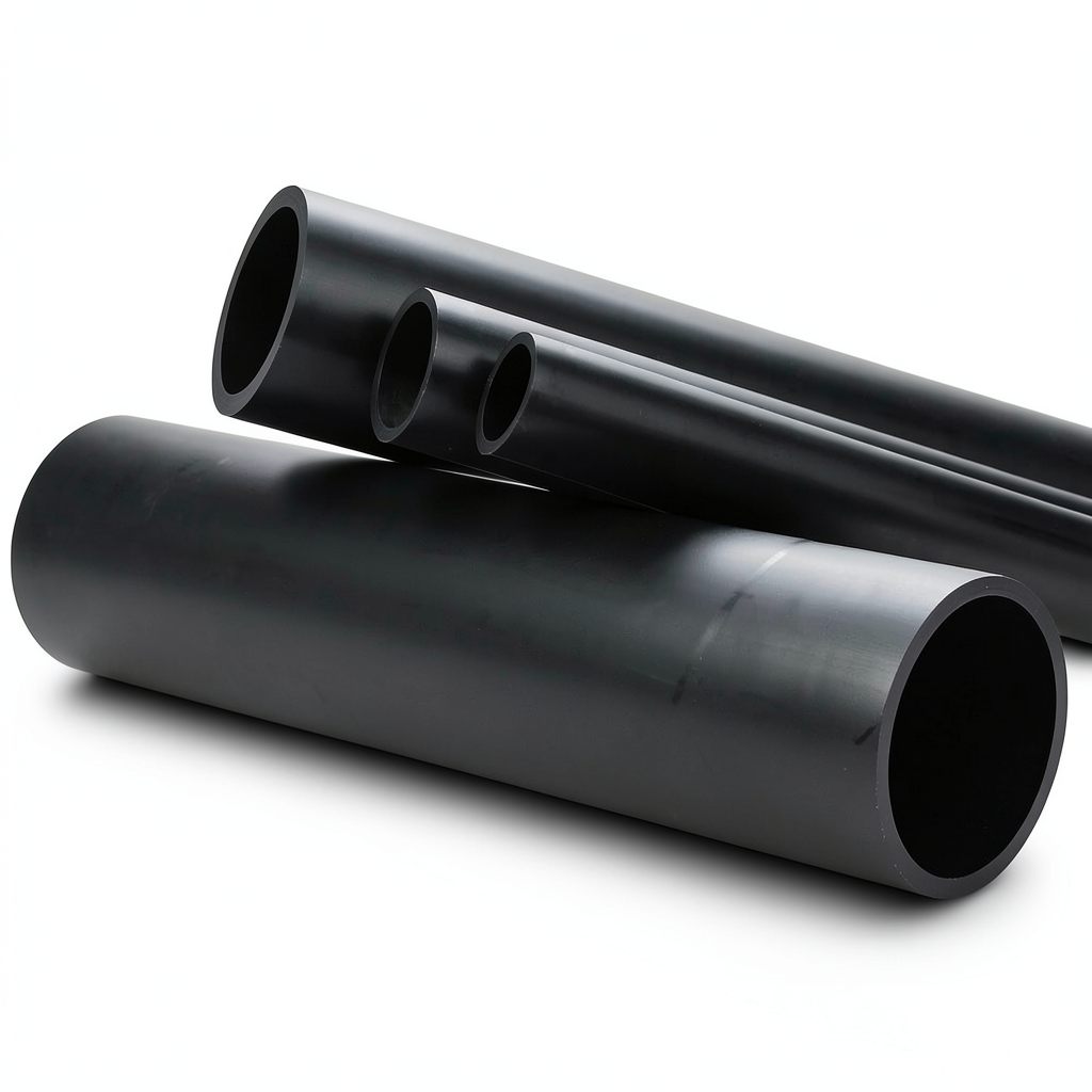 أنابيب بلاستيك HDPE ضغط اسمي 10 بار PE 80، قطر خارجي 800 ملم SDR 33، لون أسود