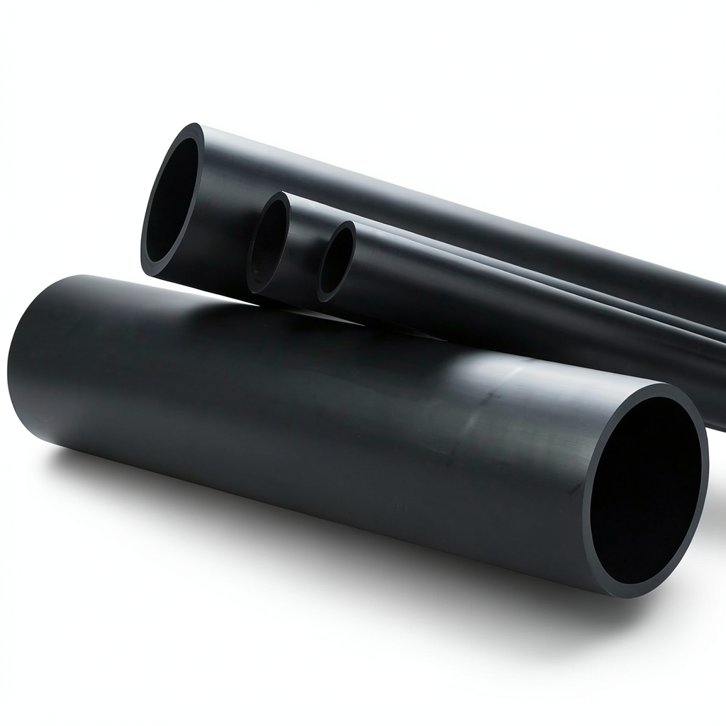 HDPE Plastic Pipe 16 Bar Pressure PE 80, 400 mm OD, 44.7 mm Thickness, Black