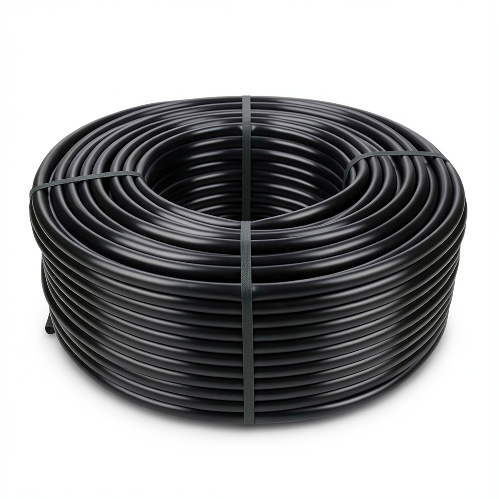 لفة أنابيب HDPE ضغط 12.5 بار PE 100، قطر 20 ملم، سمك 1.8 ملم، لون أسود
