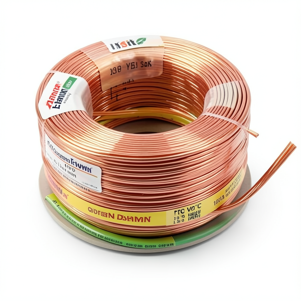 كابل نحاس THHN/THWN معزول PVC 105°C مقاس 1.31 مم² قطر 2.5 مم 600 فولت طول 250 قدم أصفر مع أخضر | شركة الفنار