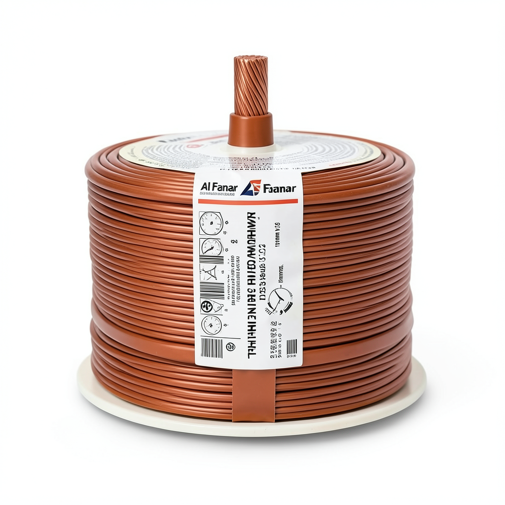 كابل نحاس THHN/THWN عزل PVC 105°C مقاس 2.08 مم² قطر 2.9 مم 600 فولت طول 500 قدم بني | شركة الفنار