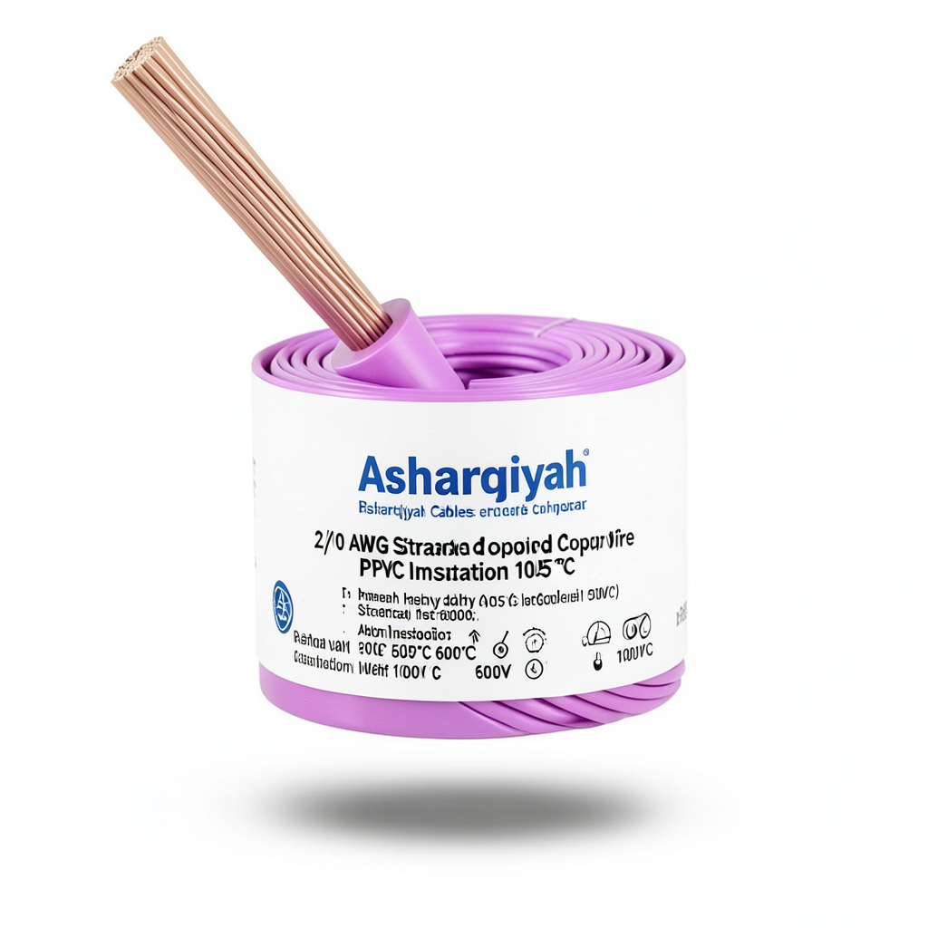 2/0 AWG Stranded Copper Wire PVC Insulation 105°C Purple 600V 500ft | Asharqiyah Cables Company for Industry