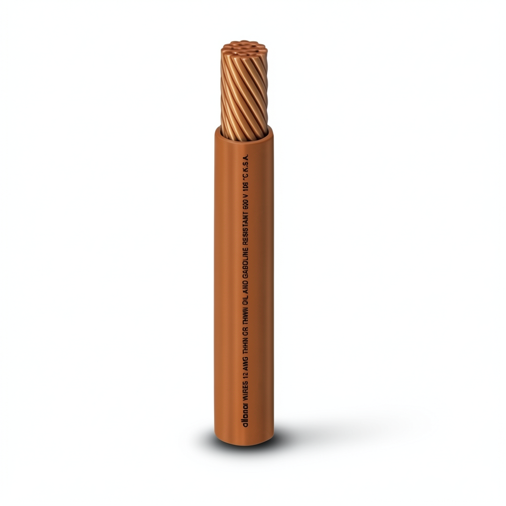 كابل نحاس THHN/THWN عزل PVC 105°C قطر 3.9 مم 600 فولت طول 300 قدم بني | شركة الفنار