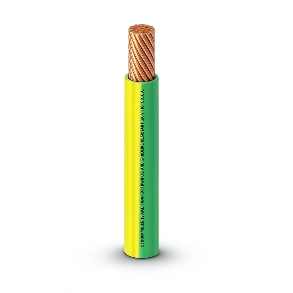 THHN/THWN Copper Cable PVC 105°C Insulation 5.26 mm² Diameter 3.9 mm 600 V 300 Ft Yellow with Green | Al Fanar