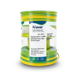 THHN/THWN Copper Cable PVC 105°C Insulation Diameter 3.9 MM 600 Volt 250 Feet Yellow with Green | Al Fanar