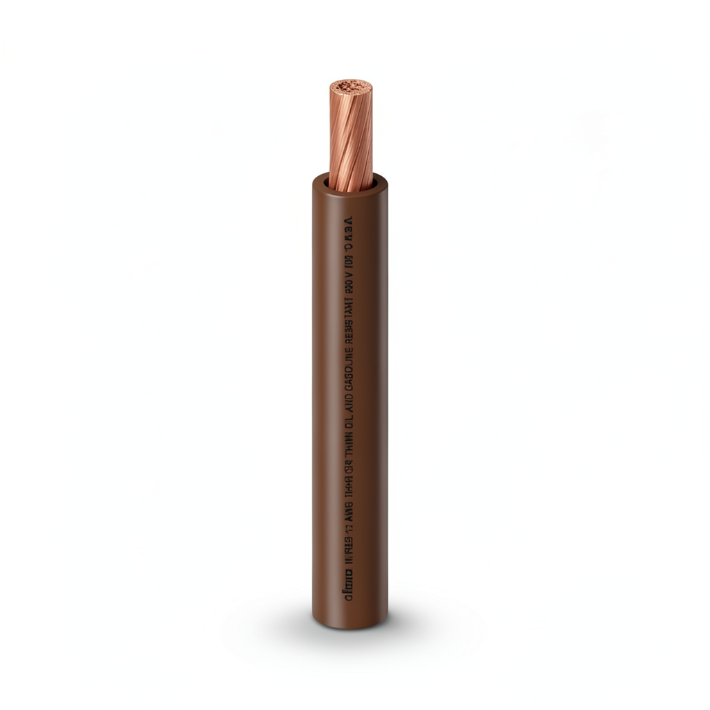 كابل نحاس THHN/THWN معزول PVC 105°C مقاس 0.82 مم² قطر 2.2 مم 600 فولت طول 300 قدم بني | شركة الفنار