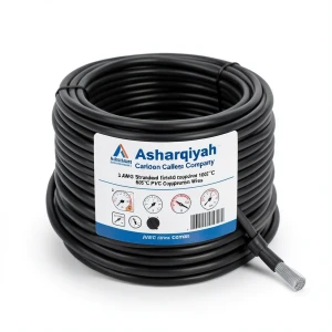 سلك نحاس مجدول 3 AWG مطلي بالقصدير عزل PVC 105°C اسود 600 فولت 500 قدم | شركة كابلات الشرقية للصناعة