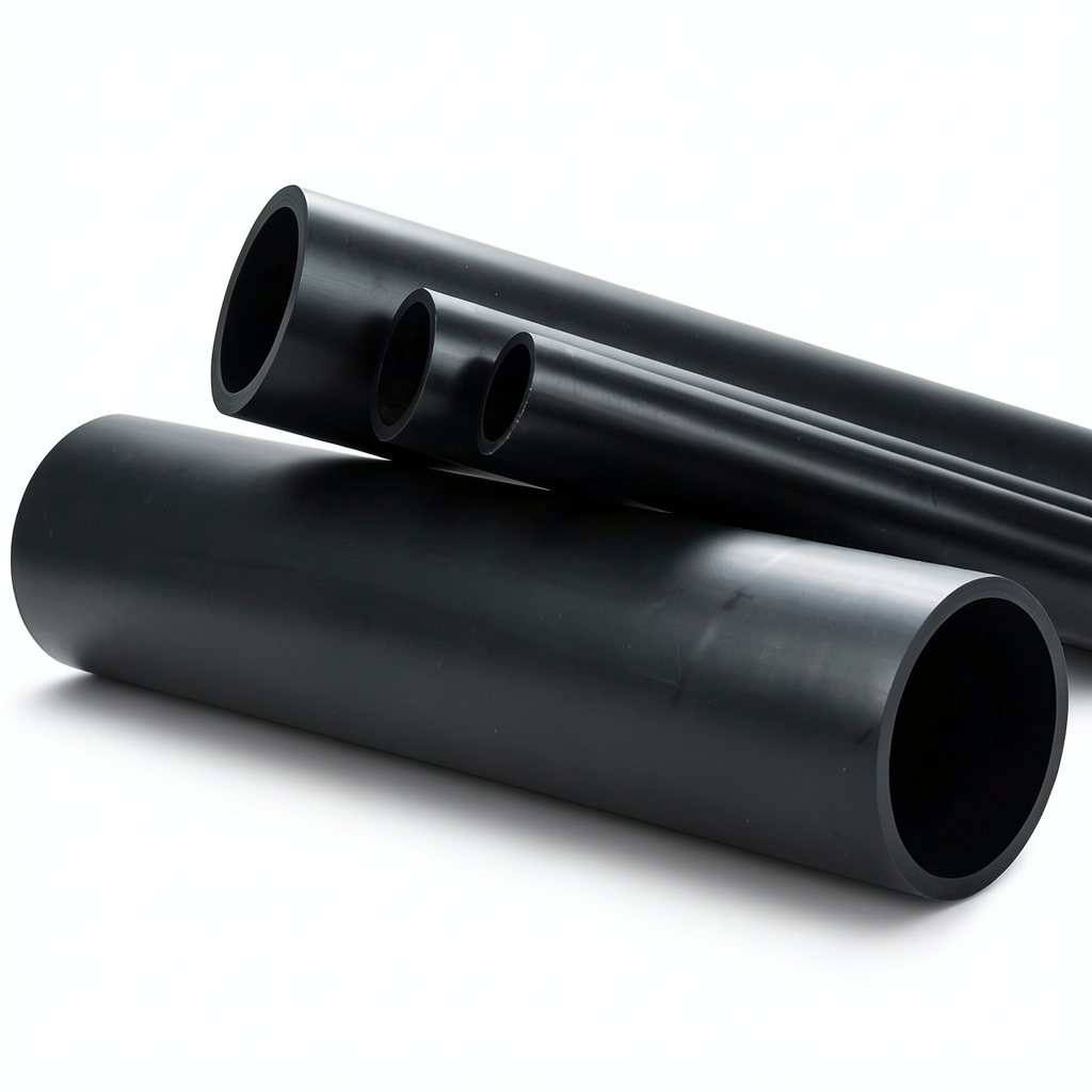 مواسير بلاستيك HDPE ضغط 6.3 بار PE 100 قطر خارجي 250 مم سمك 9.6 مم اسود