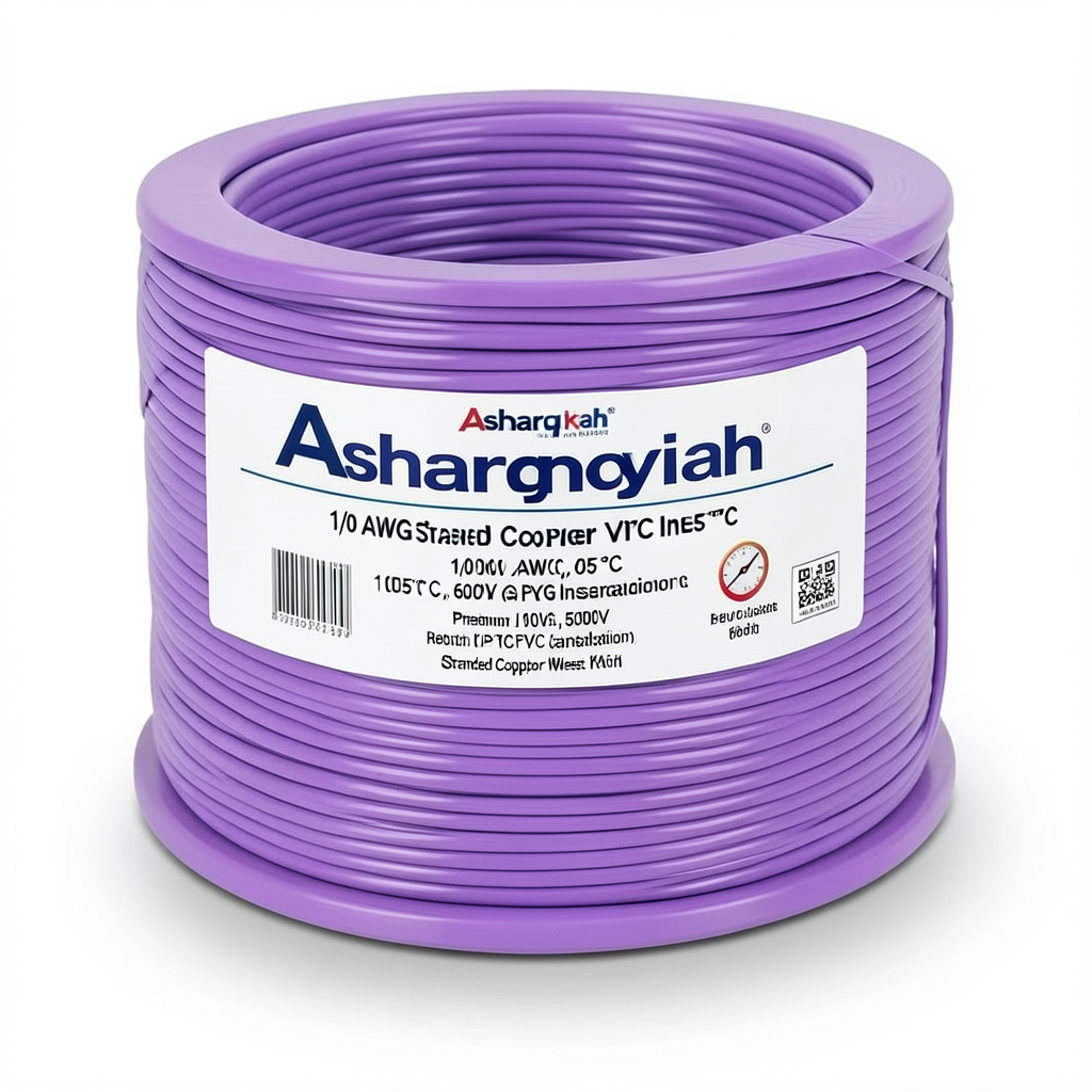 1/0 AWG Stranded Copper Wire PVC Insulation 105°C, Purple, 600V, 500 ft | Asharqiyah Cables Company for Industry
