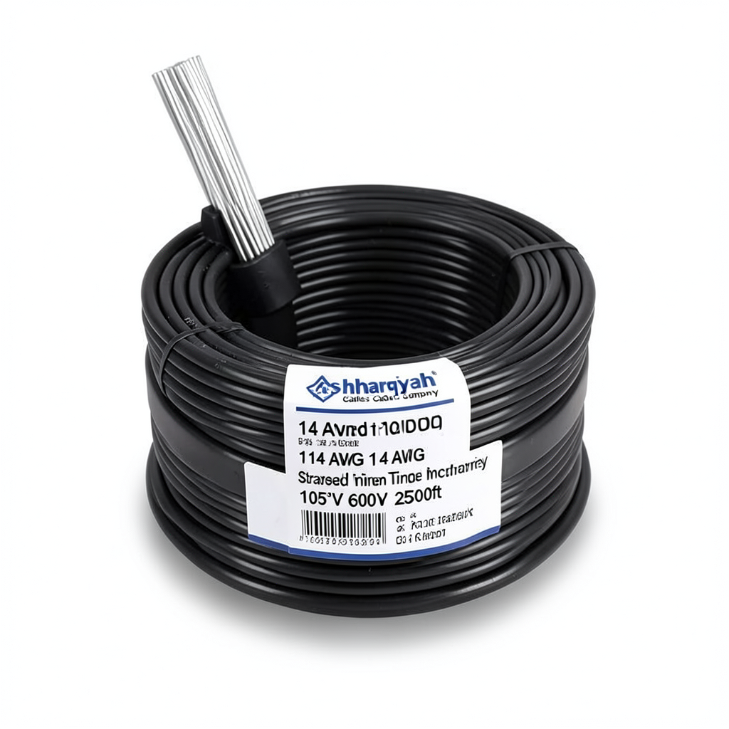 14 AWG Stranded Tinned Copper Wire PVC Insulation 105°C Black 600V 2500ft | Asharqiyah Cables Company for Industry