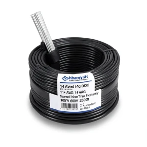 لفة سلك نحاس مجدول 14 AWG مطلي بالقصدير عزل PVC 105°C أسود 600 فولت 2500 قدم | شركة كابلات الشرقية للصناعة
