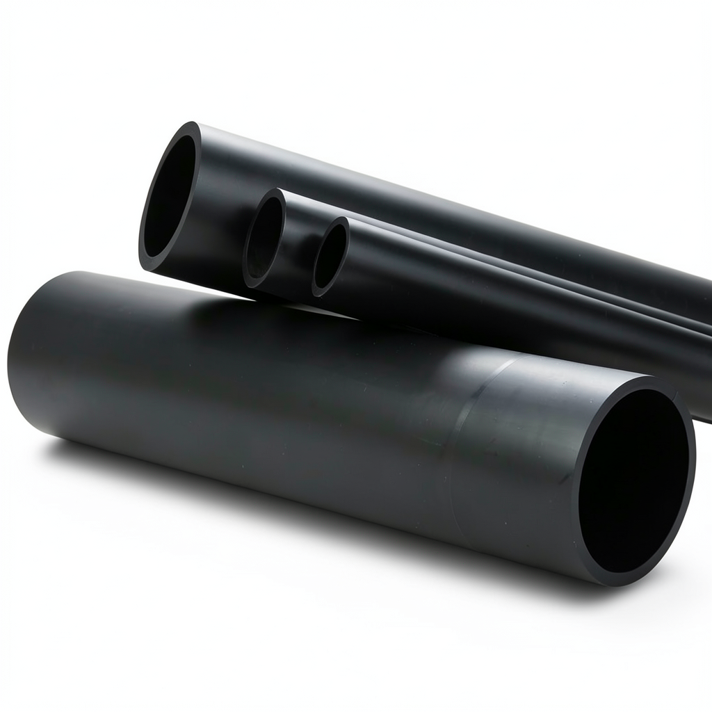 مواسير HDPE ضغط 6.3 بار PE 100 قطر خارجي 225 مم سمك 8.6 مم لون اسود