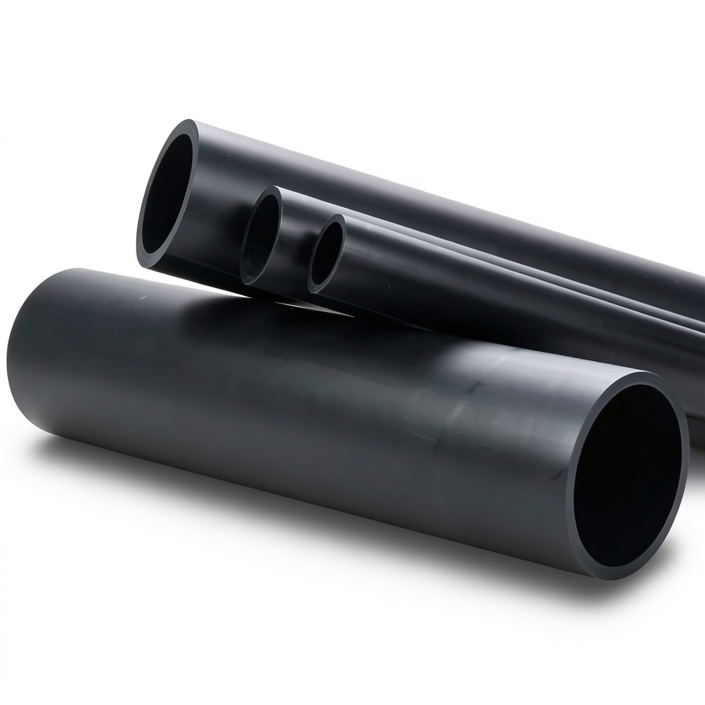 مواسير بلاستيك HDPE ضغط 6.3 بار PE 100 قطر خارجي 250 مم سمك 9.6 مم اسود
