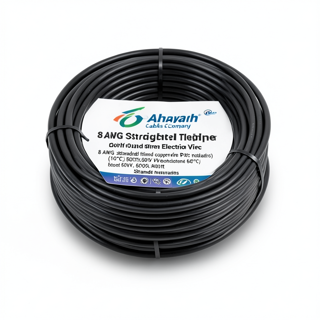 8 AWG Stranded Tinned Copper Electric Wire, PVC Insulated (105°C), Black, 600V, 500ft | Asharqiyah Cables Company for Industry