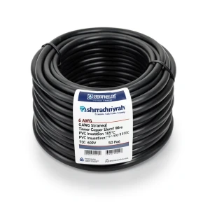 6 AWG Stranded Tinned Copper Electric Wire, PVC Insulation 105°C, Black, 600V, 500 Feet | Asharqiyah Cables Company for Industry