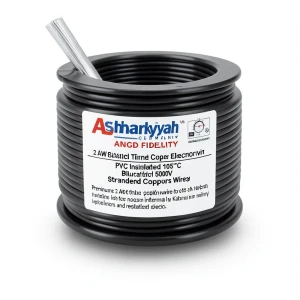 سلك كهرباء نحاس مجدول 2 AWG مطلي بالقصدير معزول PVC 105°C اسود 600 فولت 500 قدم | شركة كابلات الشرقية للصناعة
