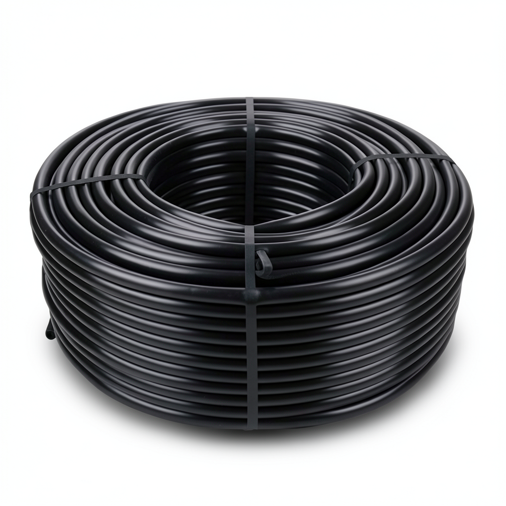 لفة أنابيب HDPE ضغط اسمي 6.3 بار PE 100، قطر خارجي 125 ملم SDR 26، سماكة 4.8 ملم، لون أسود