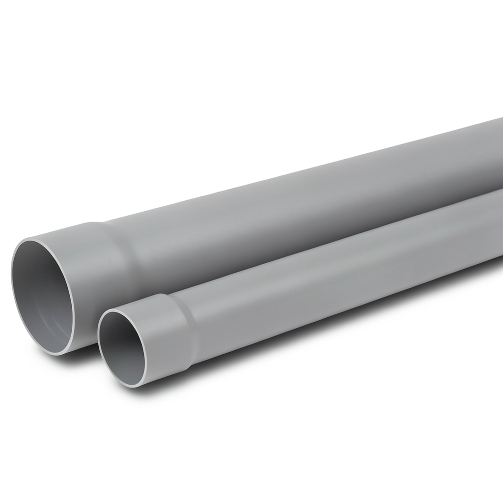 UPVC Plastic Pipe Class 4 PN 10 Bar Size 250 mm Thickness 13.3 mm Grey Color