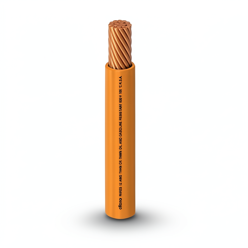كابل نحاس THHN/THWN معزول PVC 105° قطر 3.8 مم 600 فولت طول 2500 قدم برتقالي | شركة الفنار