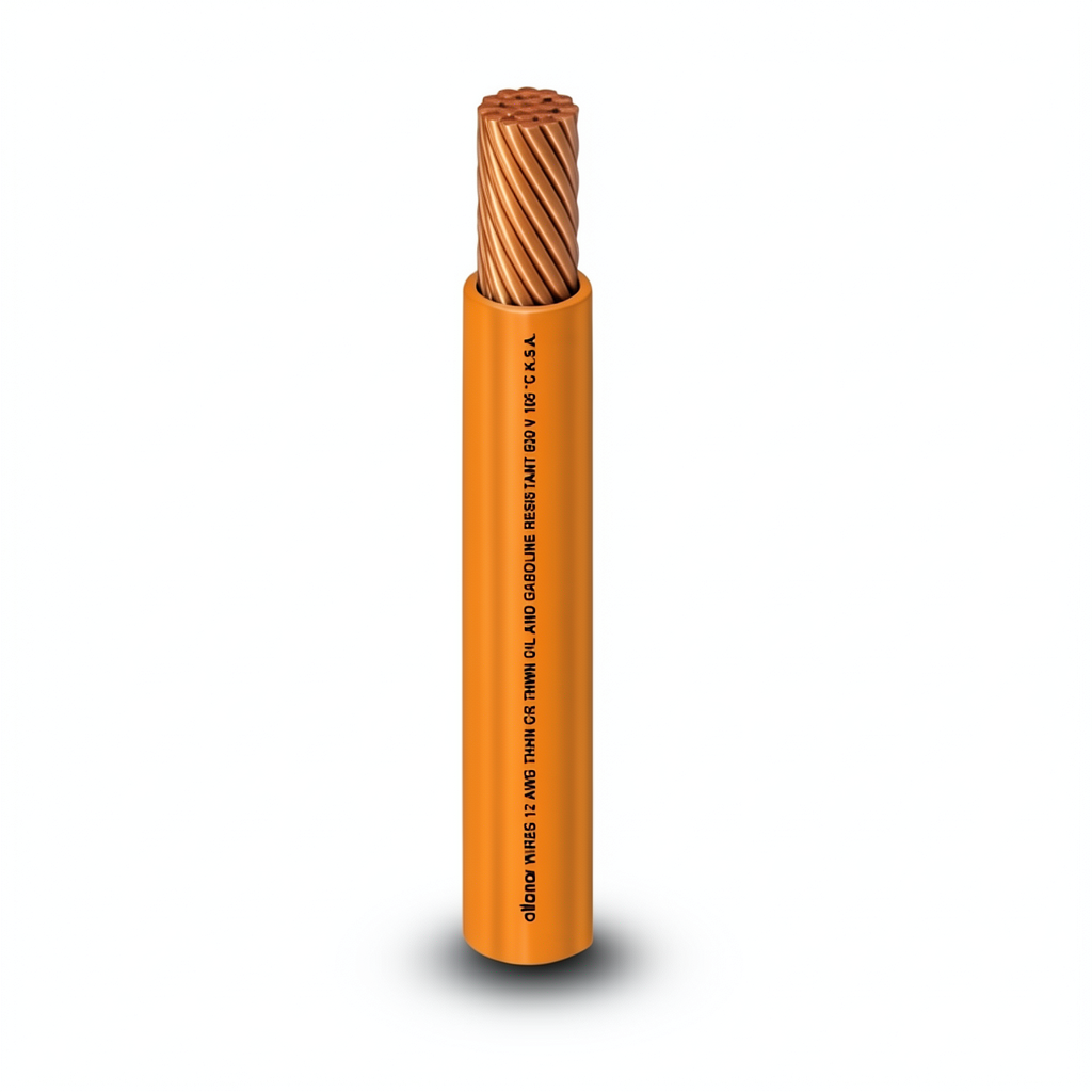 كابل نحاس THHN/THWN معزول PVC 105° الفنار قطر 4.4 مم 600 فولت طول 2500 قدم برتقالي | شركة الفنار