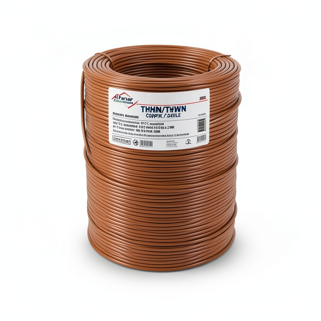 كابل نحاس THHN/THWN معزول PVC 105° قطر 4.2 مم 600 فولت طول 500 قدم بني | شركة الفنار