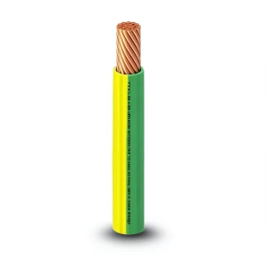 كابل نحاس THHN/THWN عزل PVC 105 درجة مئوية مقاس 5.26 مم² قطر 4.2 مم 600 فولت طول 300 قدم أصفر مع أخضر | شركة الفنار