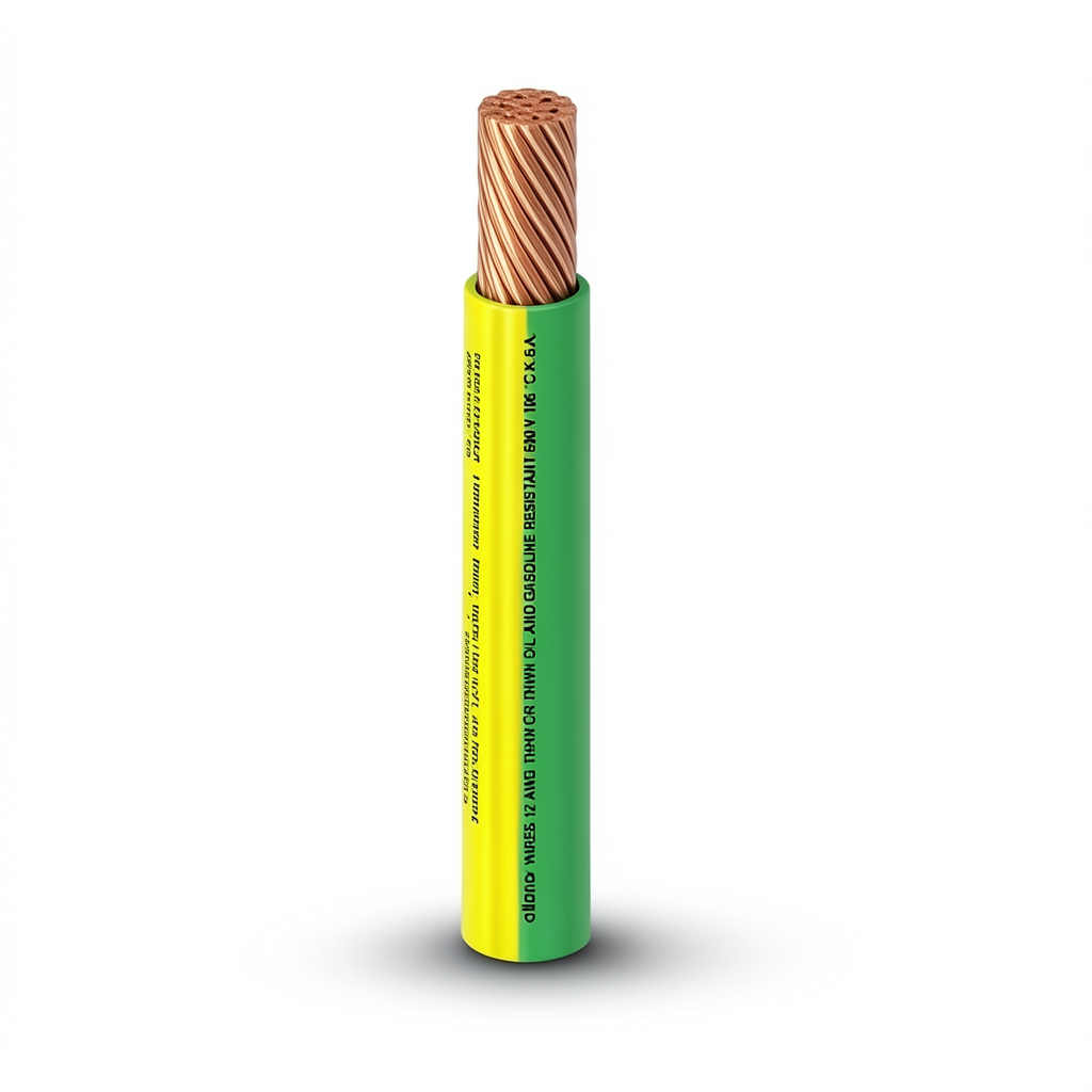 THHN/THWN Copper Cable PVC 105°C Insulation 5.26 mm² Diameter 4.2 mm 600 V 250 Ft Yellow with Green | Al Fanar