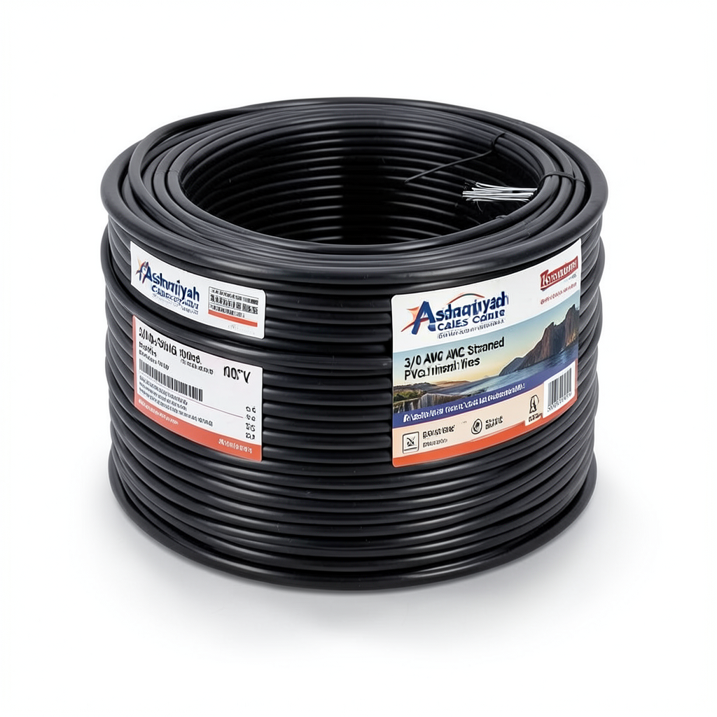 3/0 AWG Stranded Tinned Copper Electric Wire, PVC Insulated 105°C, Black, 600V, 500ft | Asharqiyah Cables Company for Industry