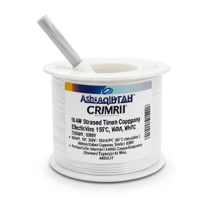 سلك كهرباء نحاس مجدول 16 AWG مطلي بالقصدير، معزول PVC 105°C، ابيض، 600 فولت، 2500 قدم | شركة كابلات الشرقية للصناعة