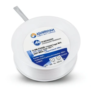 سلك نحاس مجدول 10 AWG مطلي بالقصدير عزل PVC 105°C ابيض 600 فولت طول 2500 قدم | شركة كابلات الشرقية للصناعة