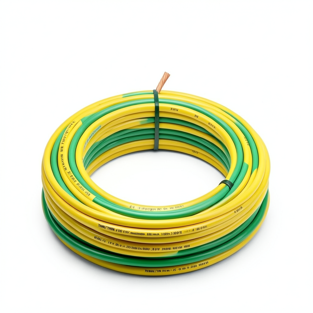 كابل نحاس THHN/THWN معزول PVC 105 درجة مئوية مقاس 2.08 مم² قطر 2.9 مم 600 فولت طول 250 قدم أصفر مع أخضر | شركة الفنار