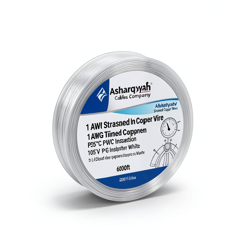1 AWG Stranded Tinned Copper Wire PVC Insulation 105°C White 600V 500ft | Asharqiyah Cables Company for Industry