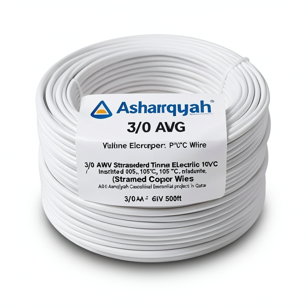 3/0 AWG Stranded Tinned Copper Electric Wire, PVC Insulated 105°C, White, 600V, 500ft | Asharqiyah Cables Company for Industry