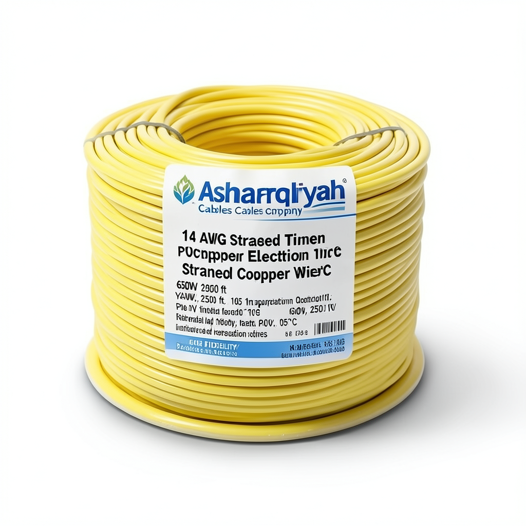 14 AWG Stranded Tinned Copper Electric Wire, PVC Insulation 105°C, Yellow, 600V, 2500 ft | Asharqiyah Cables Company for Industry