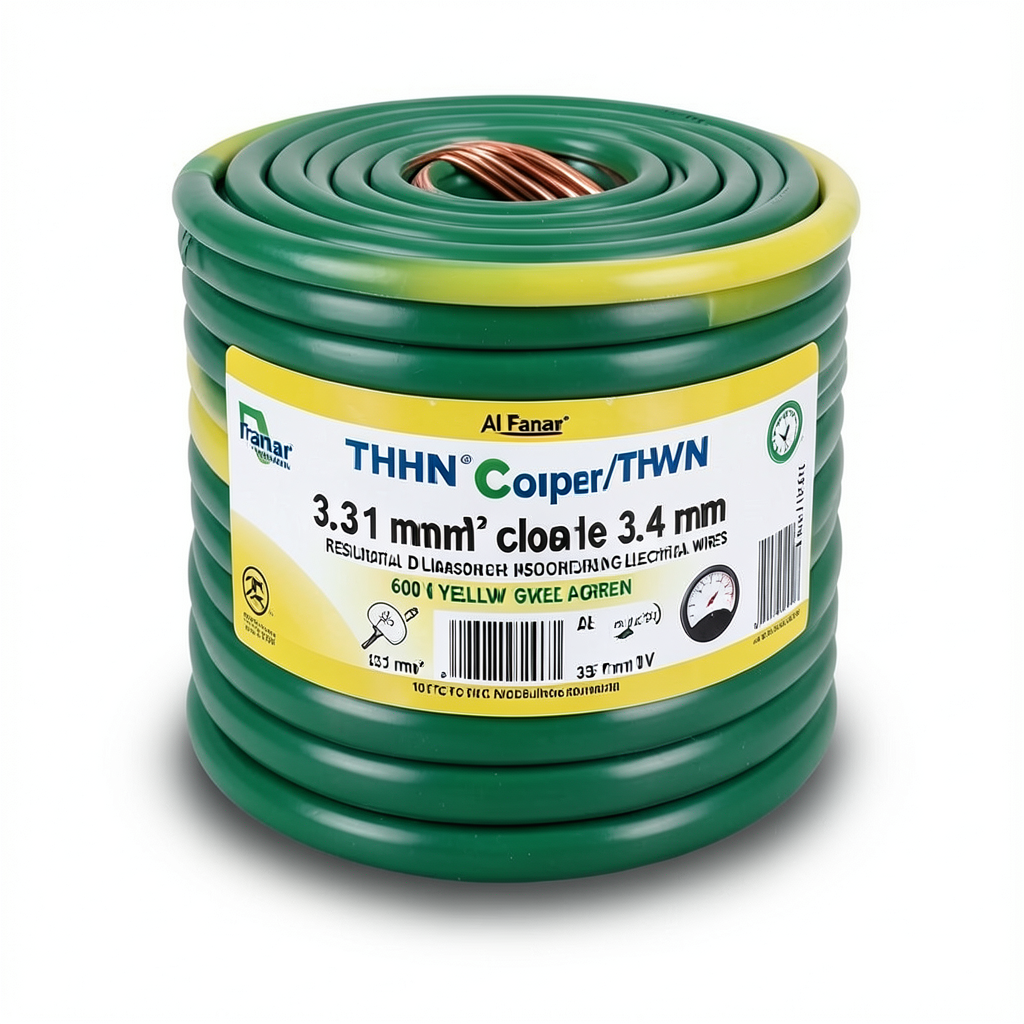 THHN/THWN Copper Cable 3.31 mm² Diameter 3.4 mm 600 V 250 Ft Yellow with Green | Al Fanar