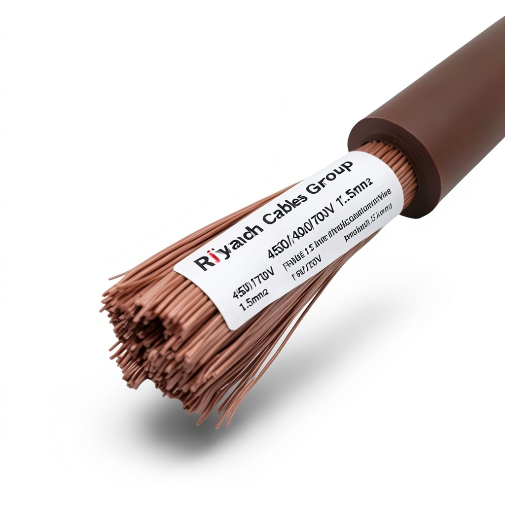 سلك نحاس شعر عزل PVC، مقاس 1.5 مم2، 450/750 فولت، بني | مجموعة كابلات الرياض