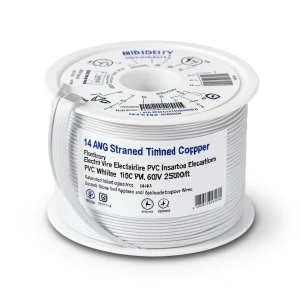 14 AWG Stranded Tinned Copper Electric Wire PVC Insulation 105°C White 600V 2500ft | Asharqiyah Cables Company for Industry