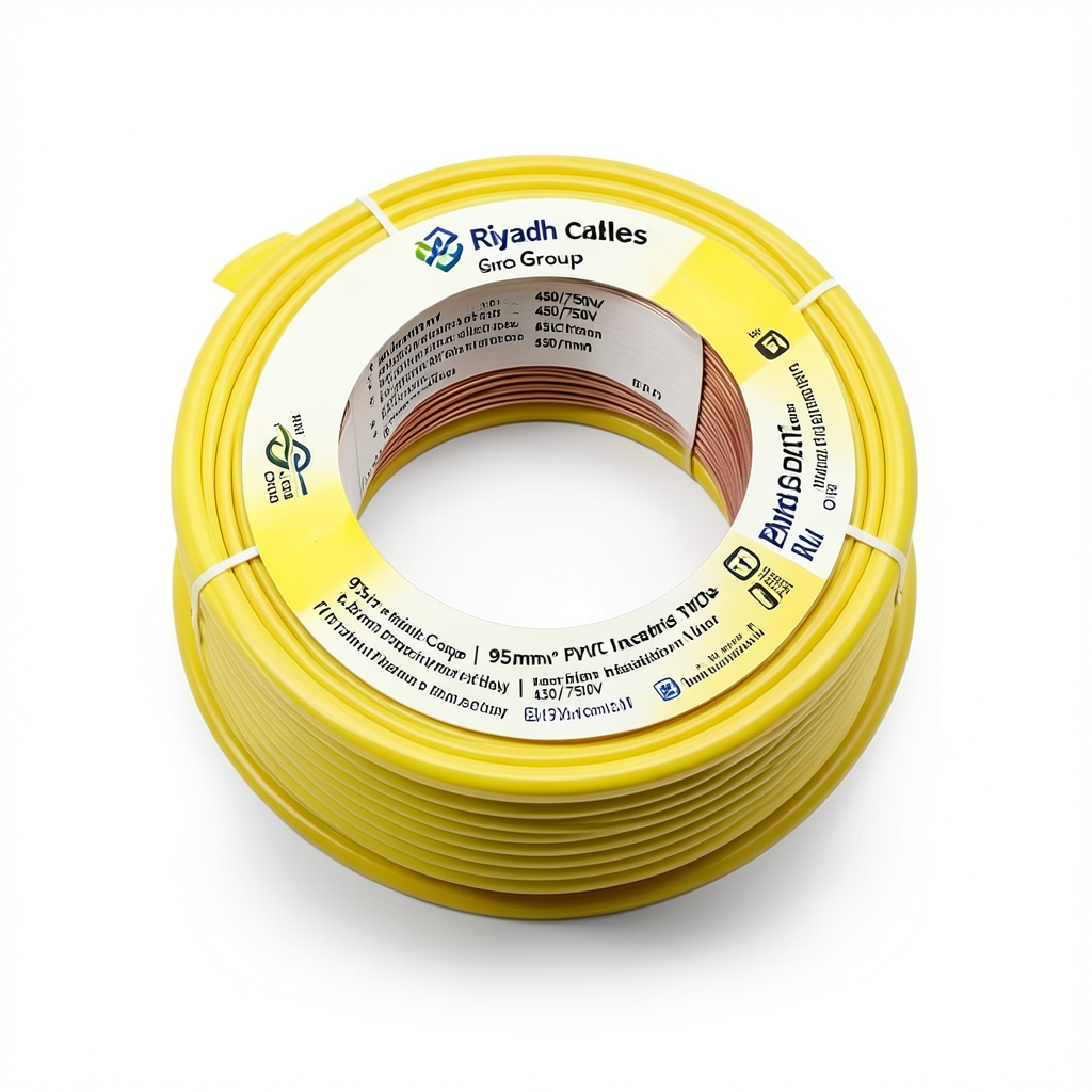 Flexible Copper Electric Wire 95mm2 450/750V 15.2mm Diameter PVC Insulation Yellow | Riyadh Cables Group