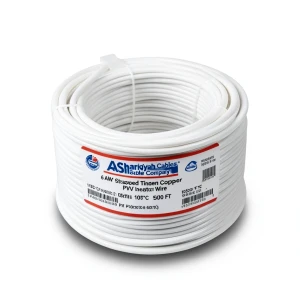 لفة سلك نحاس مجدول 6 AWG مطلي بالقصدير، عزل PVC 105°C، أبيض، 600 فولت، طول 500 قدم | شركة كابلات الشرقية للصناعة