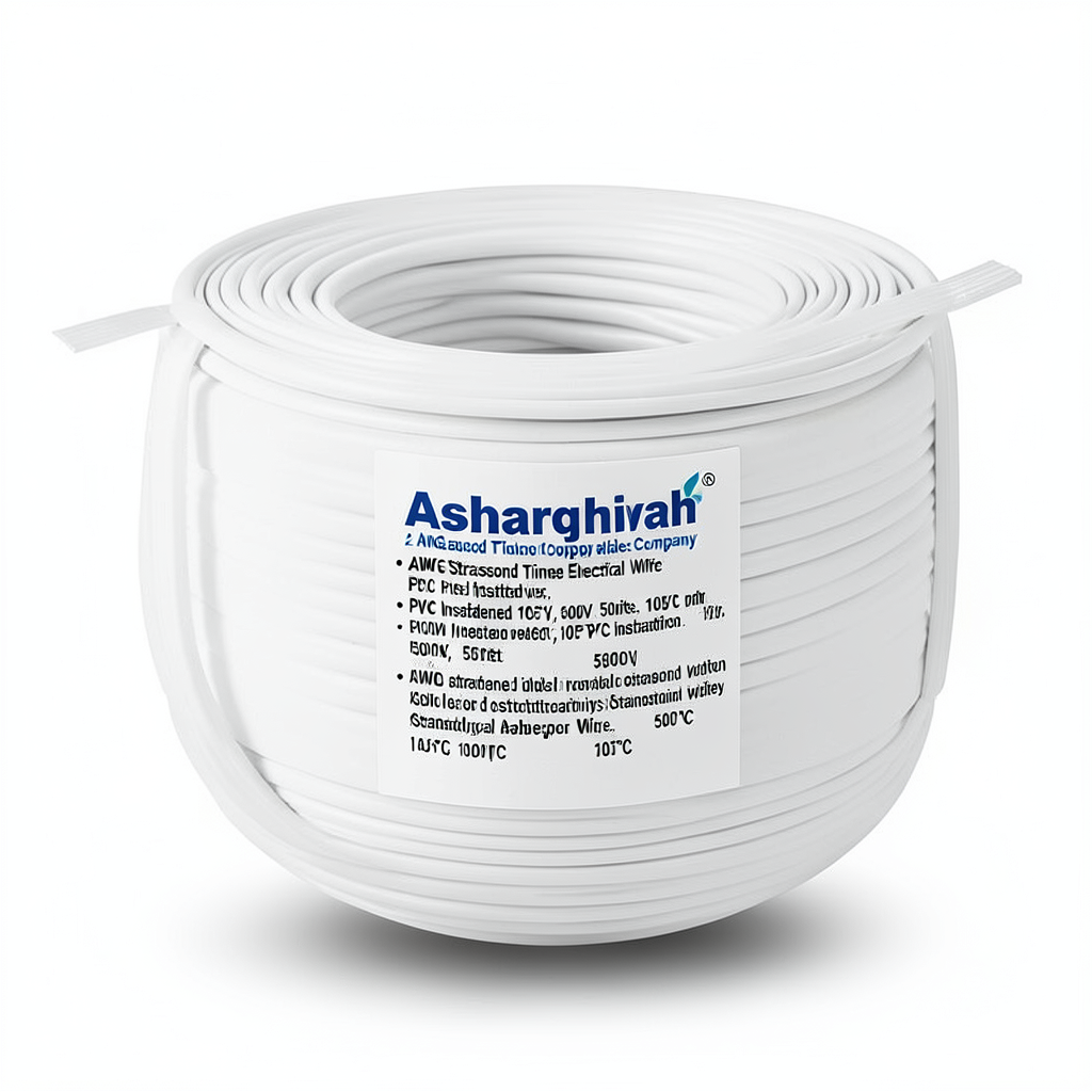 2 AWG Stranded Tinned Copper Electric Wire, PVC Insulated 105°C, White, 600V, 500ft | Asharqiyah Cables Company for Industry