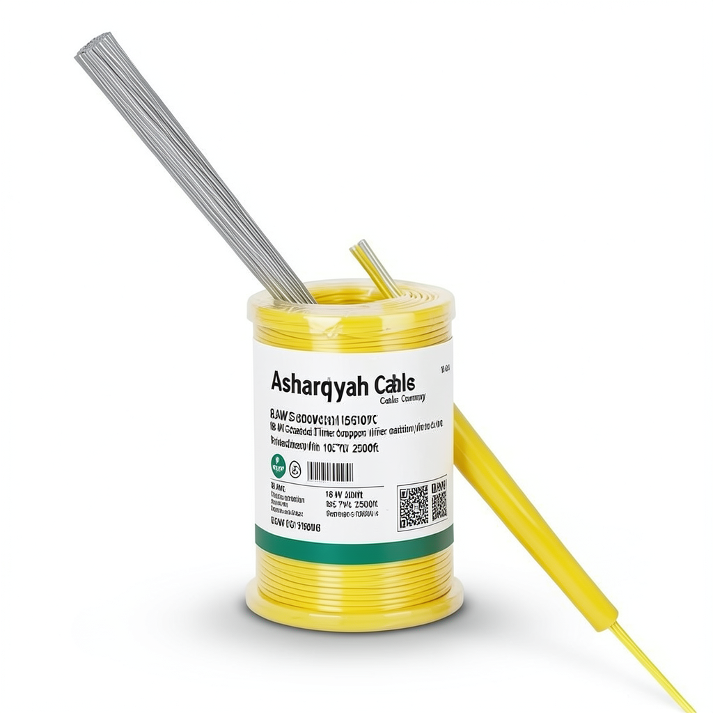18 AWG Stranded Tinned Copper Wire PVC Insulation 105°C Yellow 600V 2500ft | Asharqiyah Cables Company for Industry
