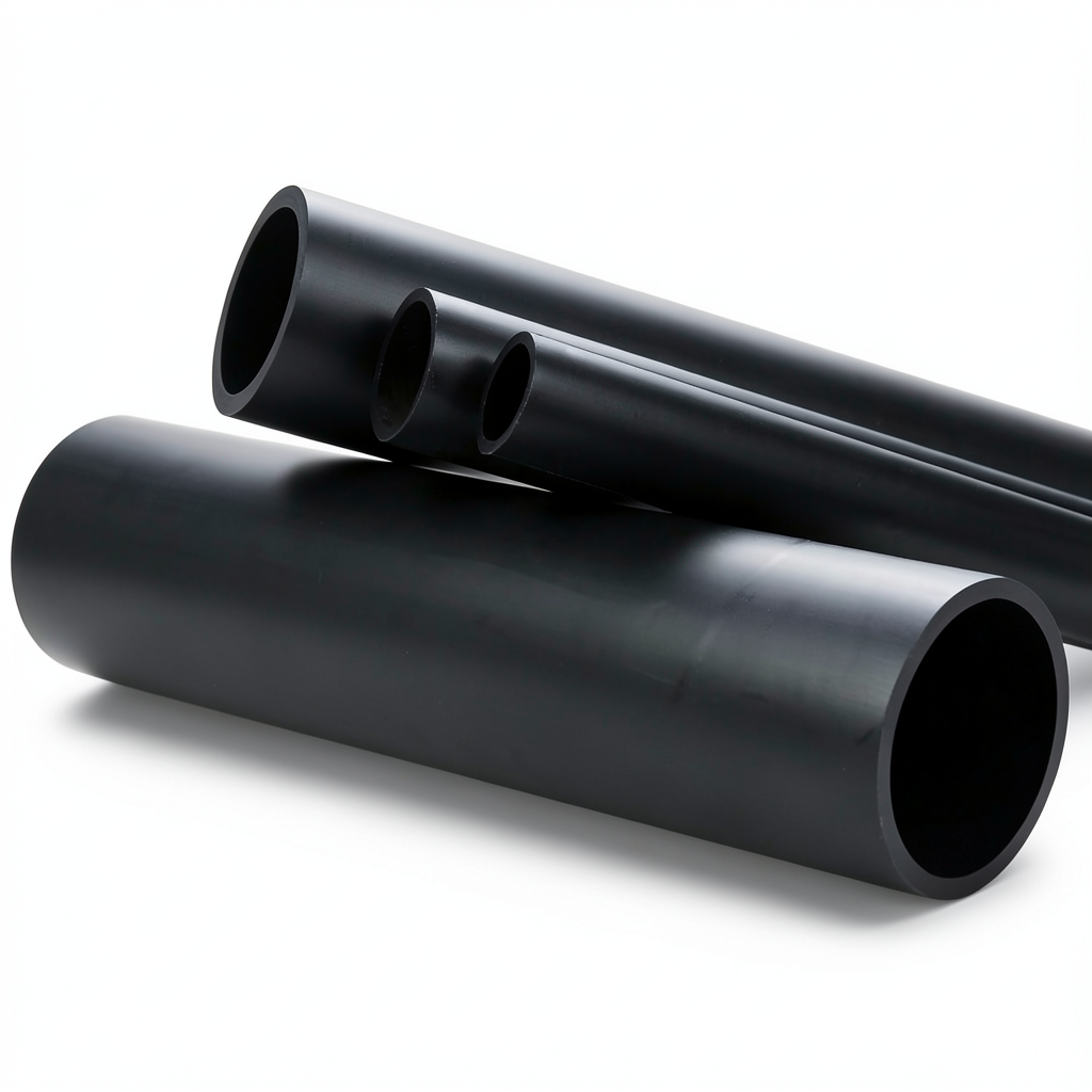 High Density Polyethylene Pipe Pressure 12.5 Bar PE 100 Size 160 mm Thickness 11.8 mm Black