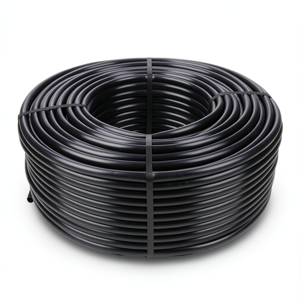 لفة أنابيب HDPE ضغط اسمي 6.3 بار PE 100، قطر خارجي 125 ملم SDR 26، سماكة 4.8 ملم، لون أسود