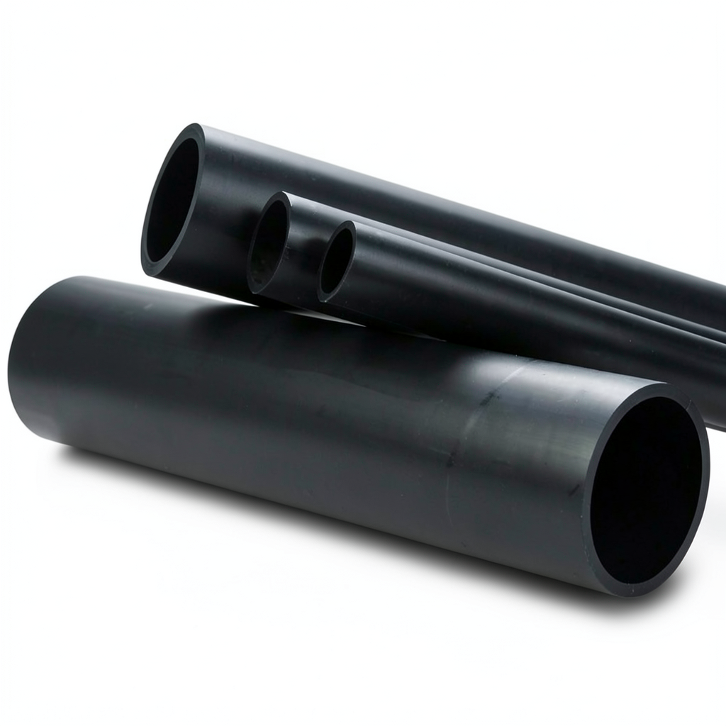 انابيب بلاستيك HDPE ضغط 12.5 بار PE 100، قطر خارجي 315 مم، سمك 23.2 مم، لون اسود