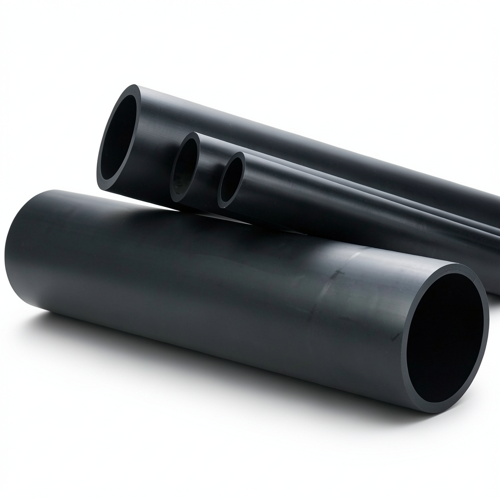 انابيب بلاستيك HDPE ضغط PN 12.5 بار PE 100 قطر خارجي 200 مم سماكة 14.7 مم لون اسود