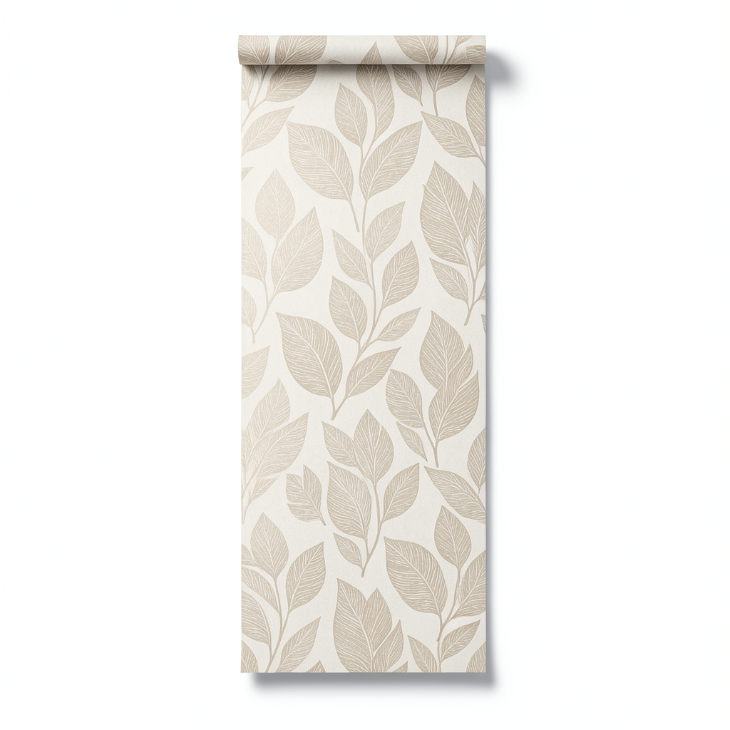 Leaf-patterned Wall Covering Length 1.005 cm Width 53 cm Beige Color Model Tribute