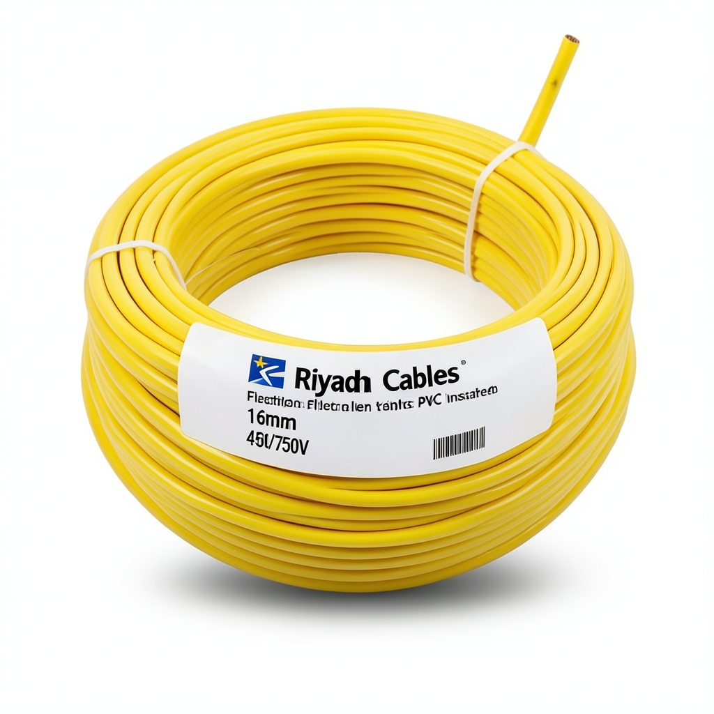 Flexible Copper Electric Wire 16mm 450/750V 6.3mm Conductor Yellow PVC Insulated | Riyadh Cables