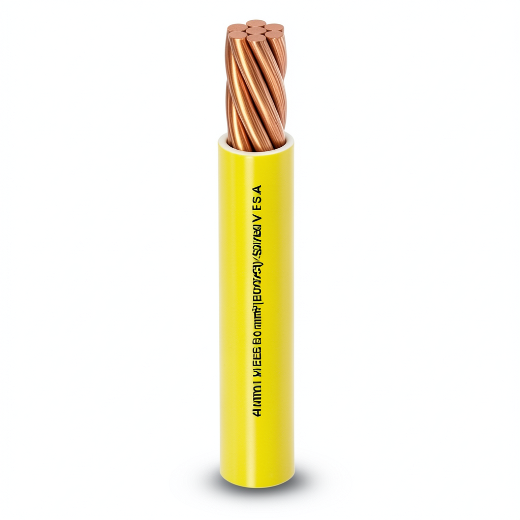 سلك كهرباء مفرد 4 mm 450/750 V، موصل نحاس مجدول، عزل PVC مقاوم للحرارة، لون أصفر | شركة الفنار