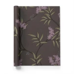 Floral Wall Covering 10m x 0.53m Dark Brown, Model 33308