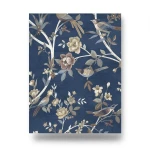Wall Decoration Floral Design 10 m x 0.53 m Dark Blue, Model 28849